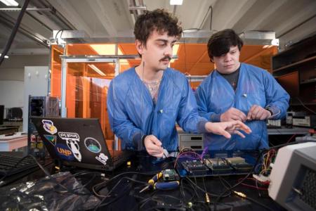 Caleb Adams (left) and Graham Gable are two of the founders of UGA’s Small Satellite Research Lab.